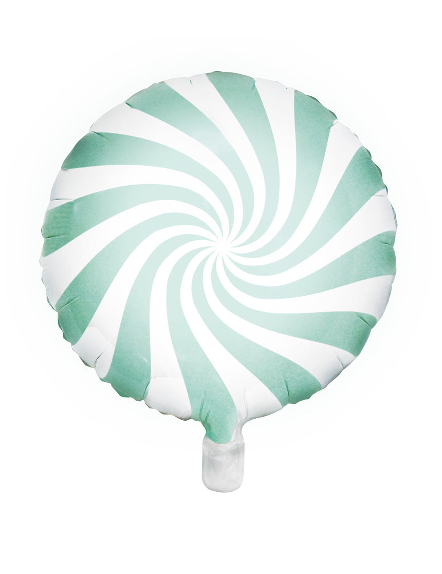 Ballon aluminium sucette menthe et blanc 45 cm