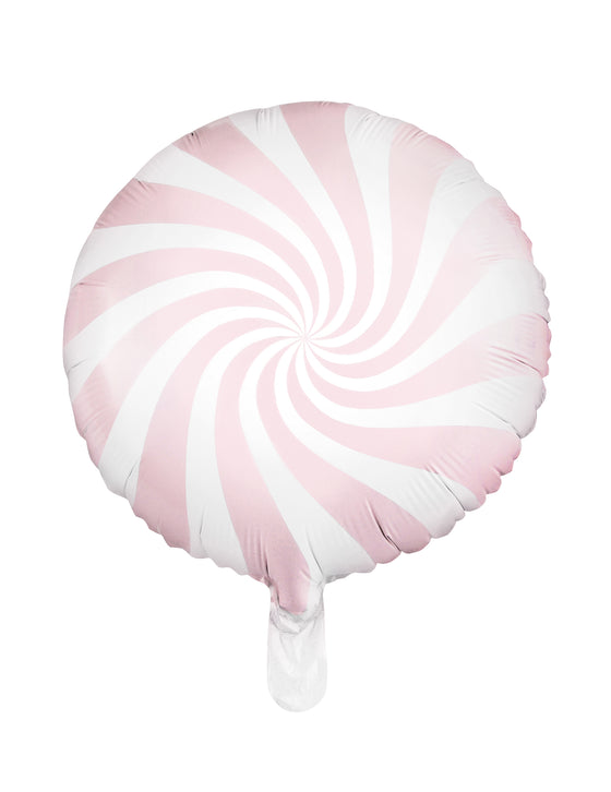 Ballon aluminium sucette rose et blanc 35 cm