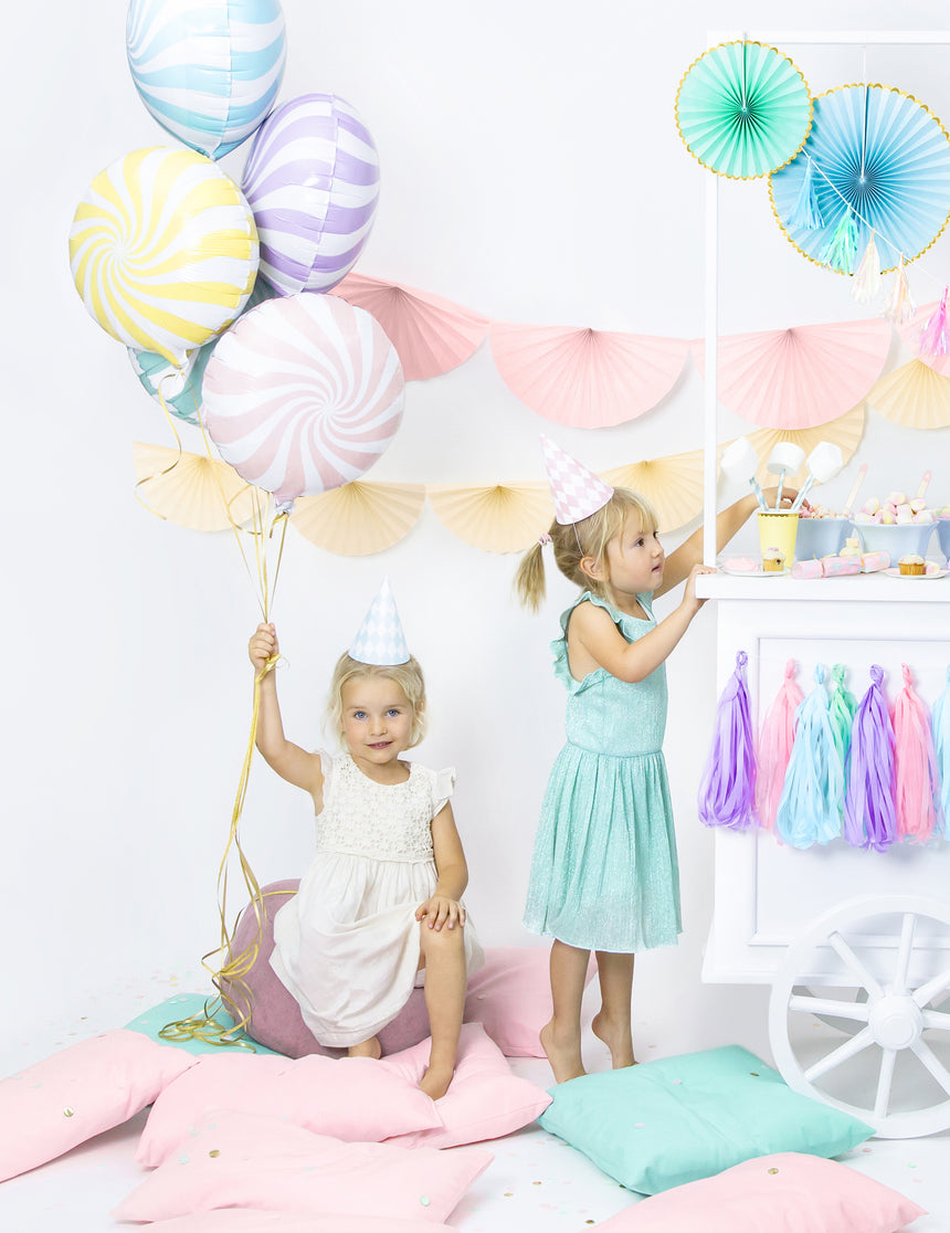 Ballon aluminium sucette rose et blanc 35 cm