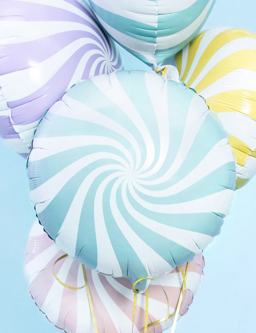 Ballon aluminium sucette turquoise et blanc 45 cm