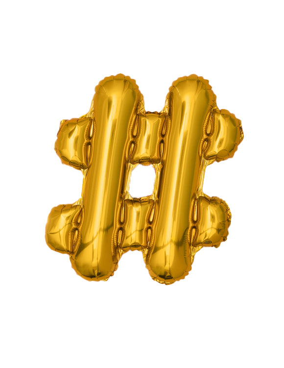 Ballon aluminium symbole # doré 33cm