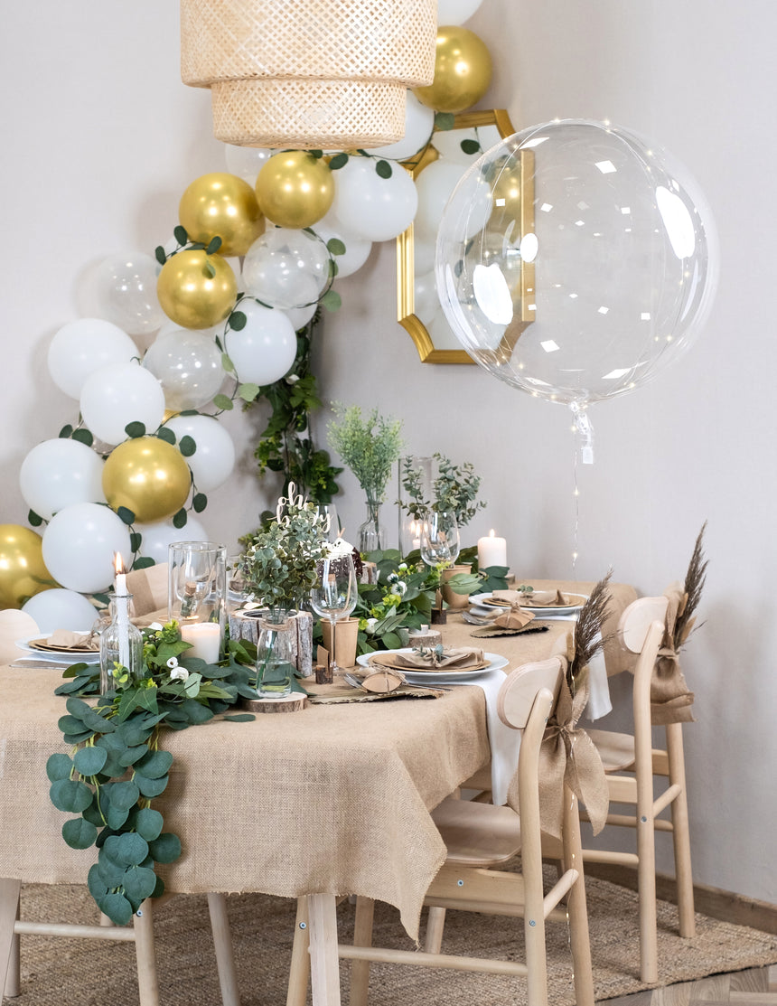 Ballon bulle cristal transparent avec LED blanches 25-30 cm
