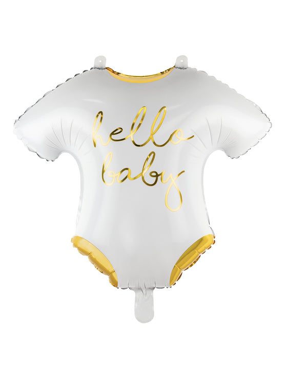 Ballon en aluminium body hello baby 51 x 45 cm blanc et doré