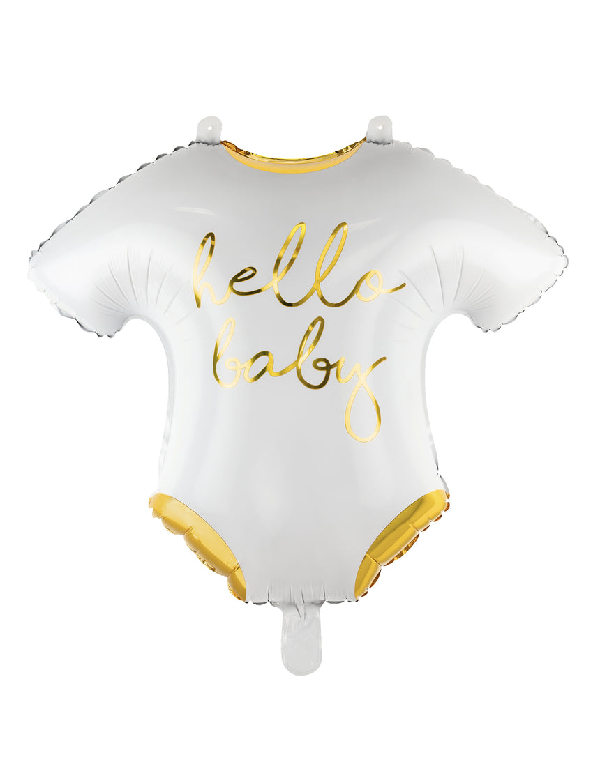 Ballon en aluminium body hello baby 51 x 45 cm blanc et doré