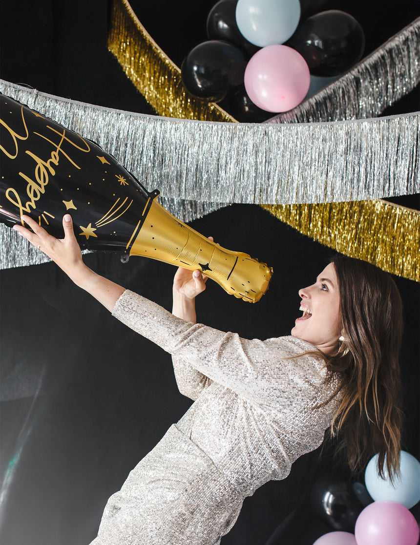 Ballon en aluminium géant bouteille Happy New Year 98 cm