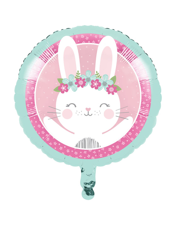 Ballon en aluminium petit lapin rose 45,7 cm déco baby shower