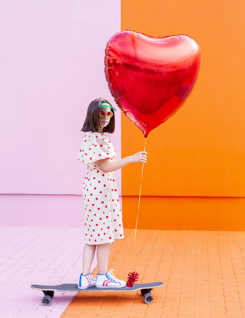 Ballon géant aluminium c?ur rouge 73 cm
