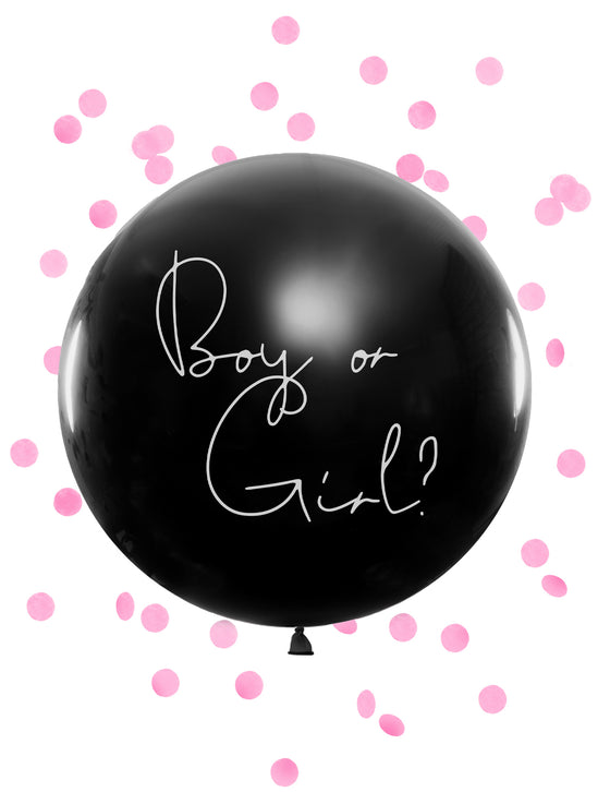 Ballon géant en latex boy or girl confettis roses 1 m pour baby shower