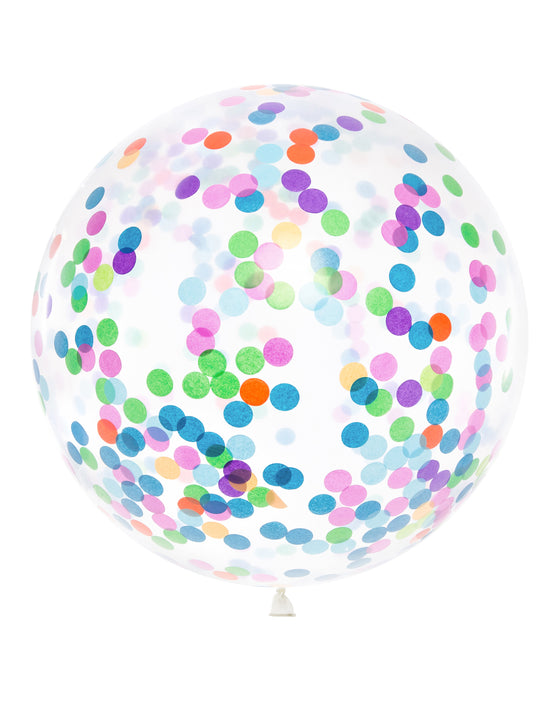 Ballon géant transparent confettis multicolores 1m