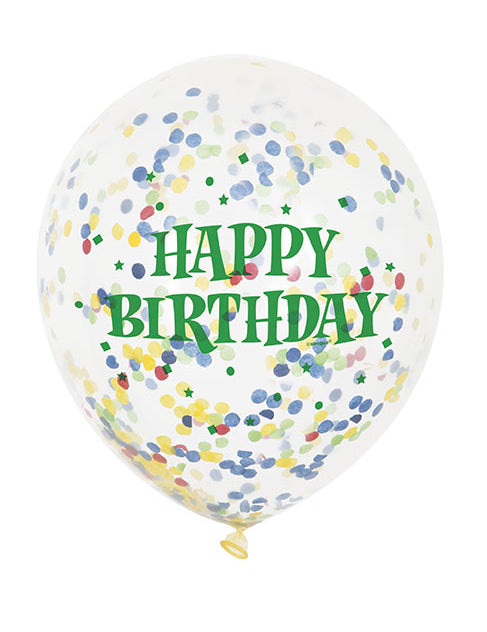 6 Ballons en latex transparent Happy Birthday 30 cm