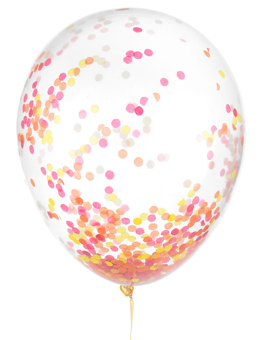 6 Ballons en latex confettis fluo 30 cm