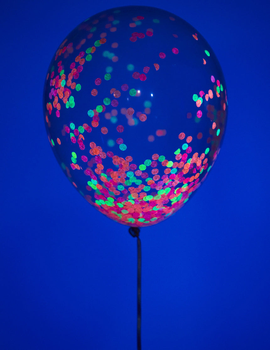 6 Ballons en latex confettis fluo 30 cm