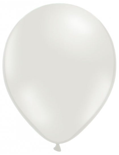 100 Ballons blancs perles métallisés 29 cm
