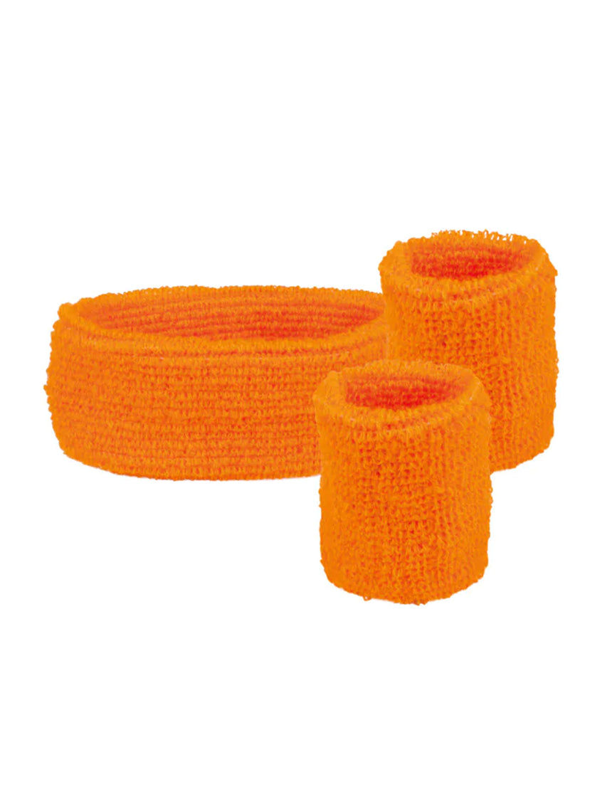 Bandeau et poignets orange 80's adulte