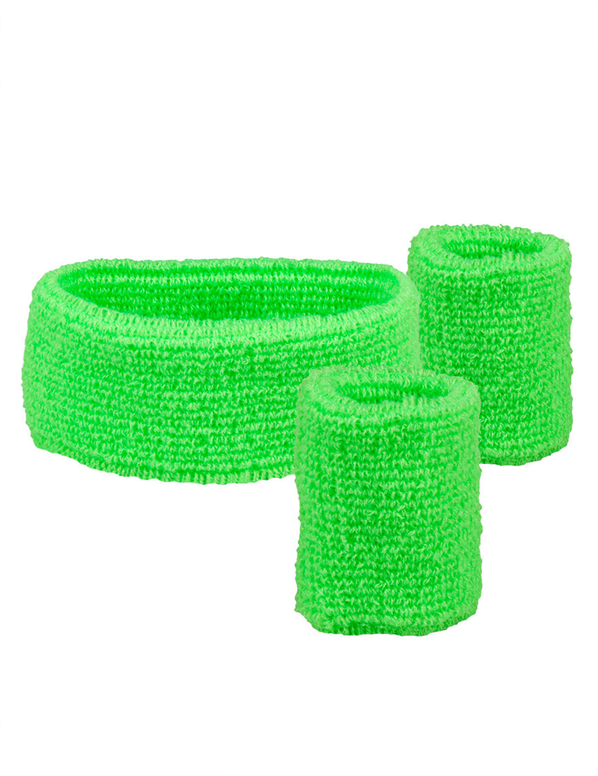Bandeau et poignets verts 80's adulte