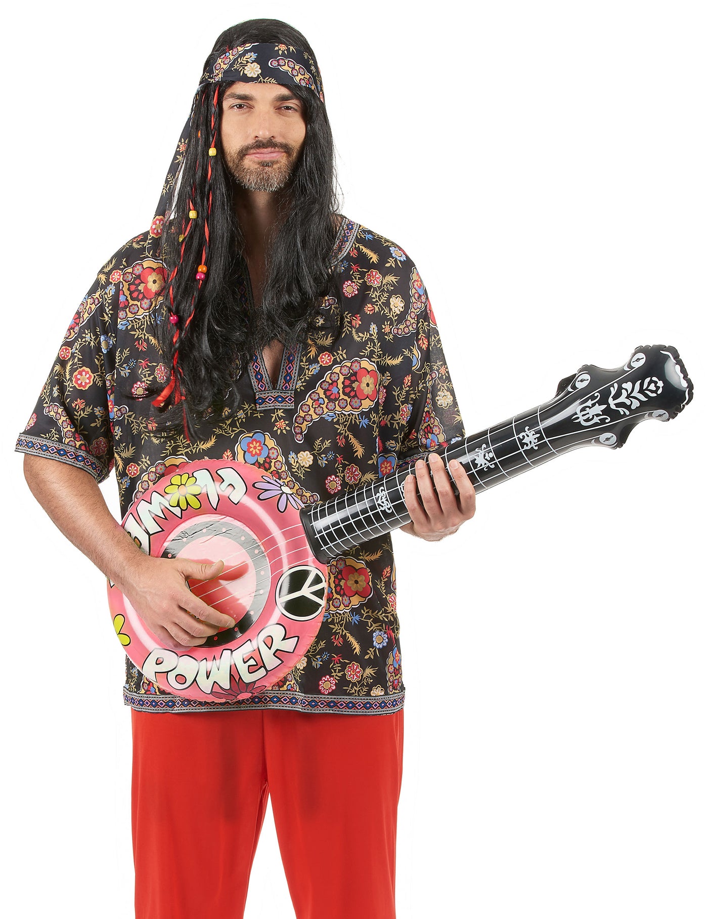 Banjo gonflable hippie rose