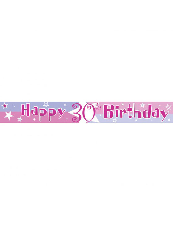 Bannière rose en plastique Happy Birthday 60 ans 3.7m