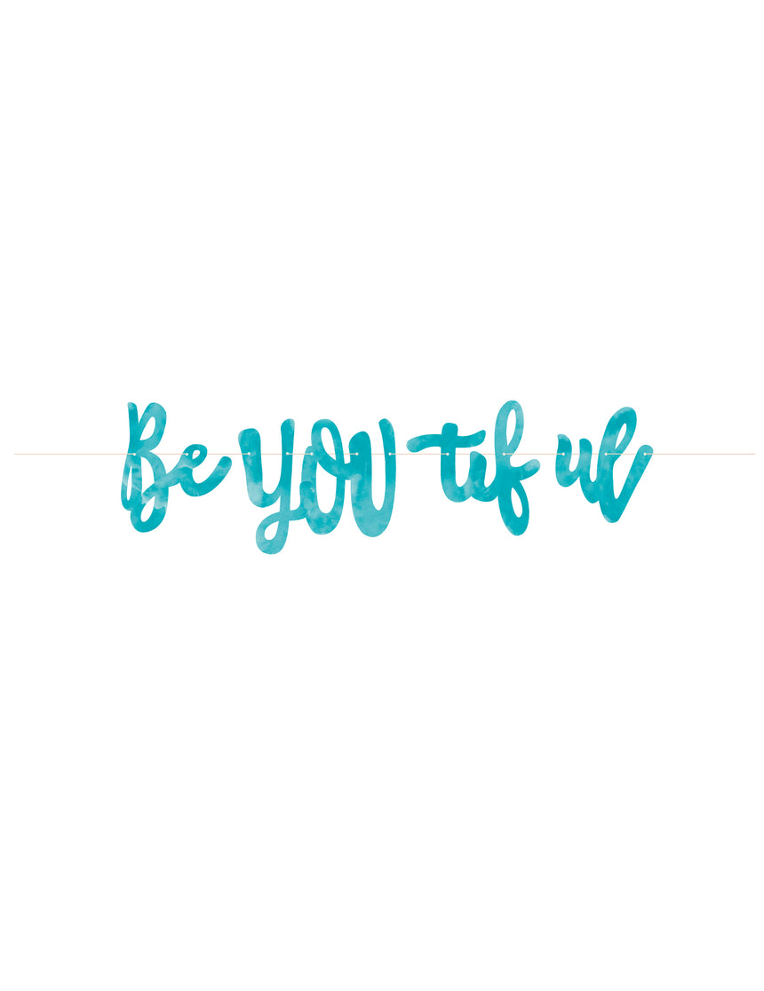 Bannière fanions be you tiful carton 213 cm, déco maquillage