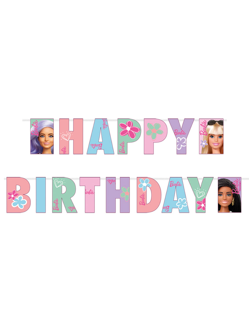 Bannière en papier Happy Birthday Barbie Sweet Life 180 x 15 cm