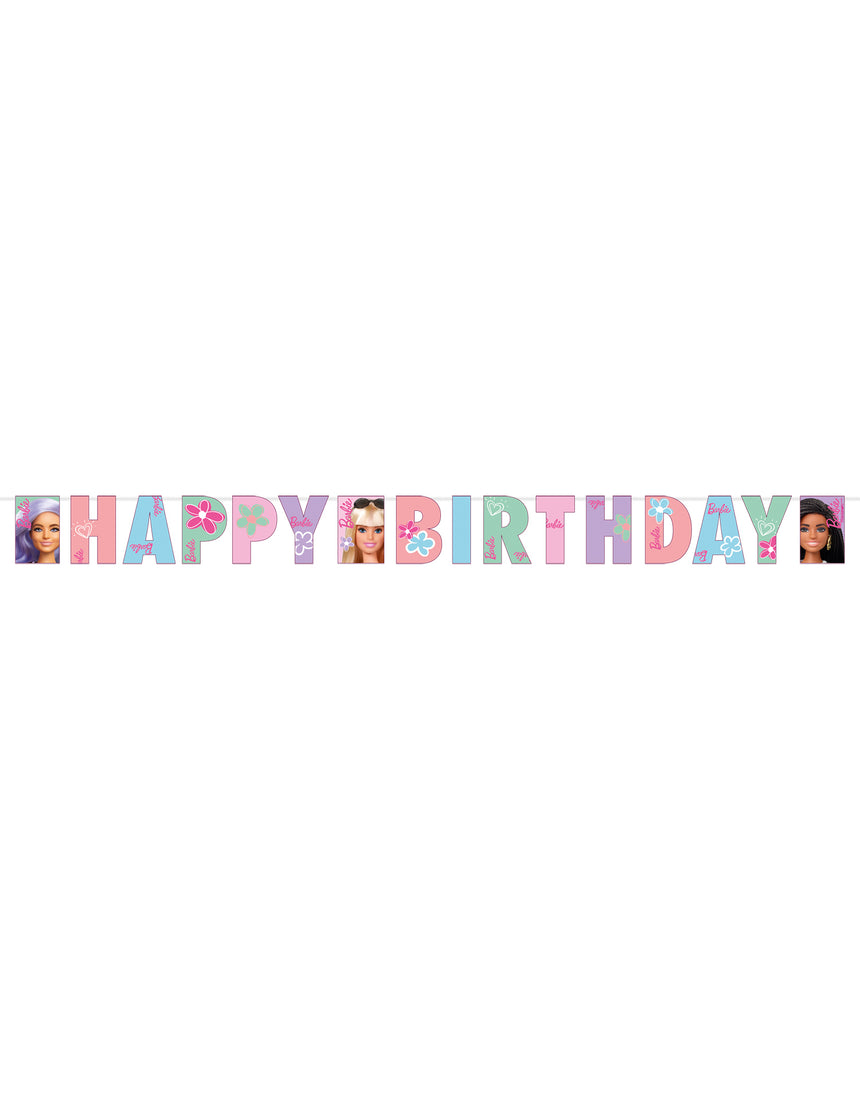 Bannière en papier Happy Birthday Barbie Sweet Life 180 x 15 cm