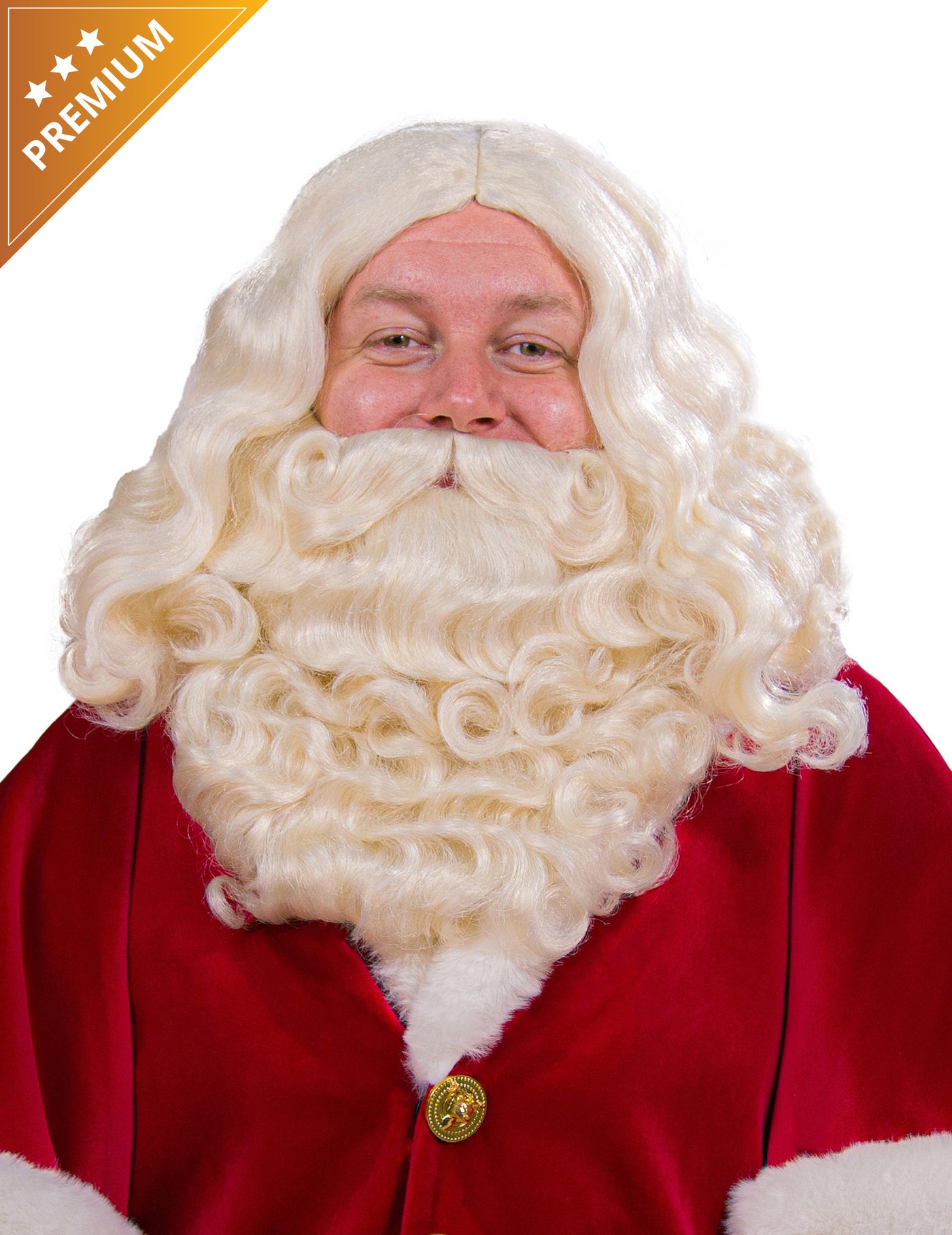 Barbe et perruque du Père Noël écru Luxe