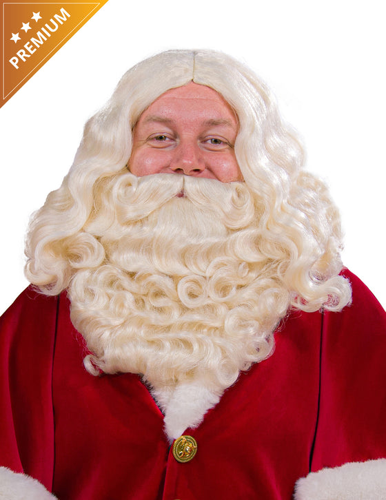 Barbe et perruque du Père Noël écru Luxe