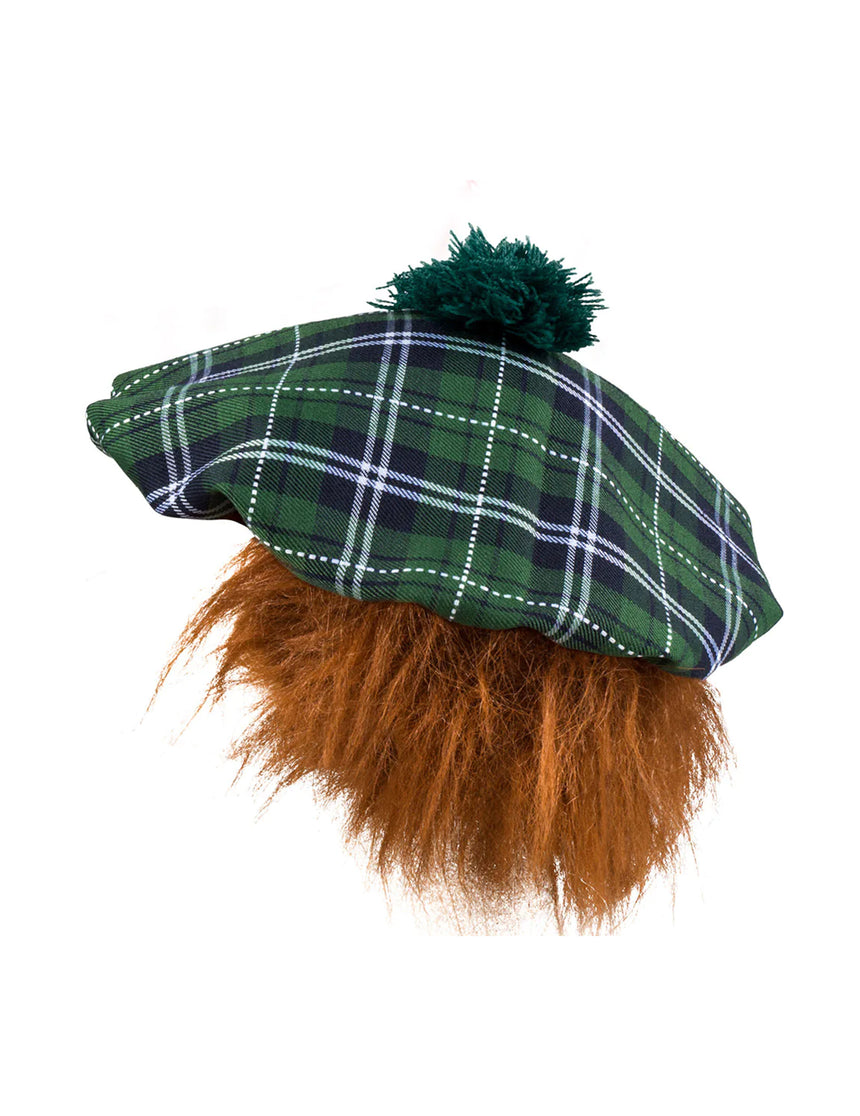 Béret écossais vert avec cheveux adulte
