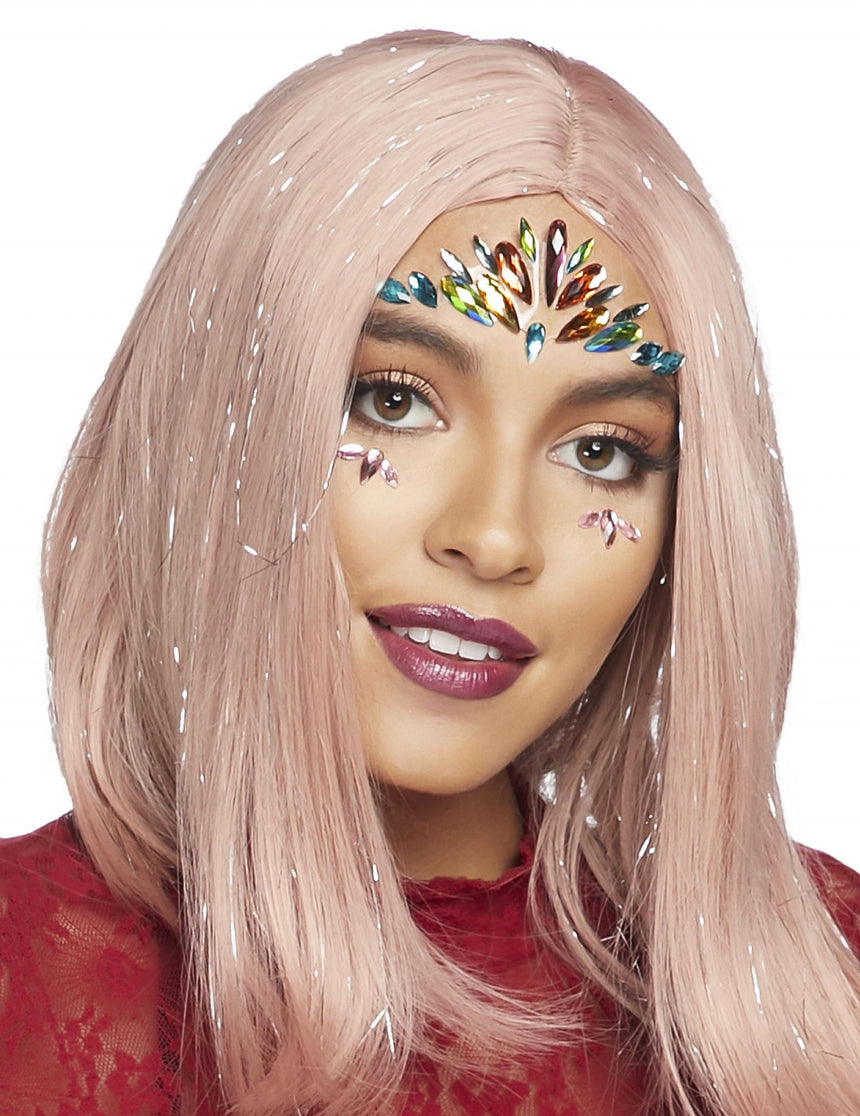 Bijoux pour visage adhésifs multicolores