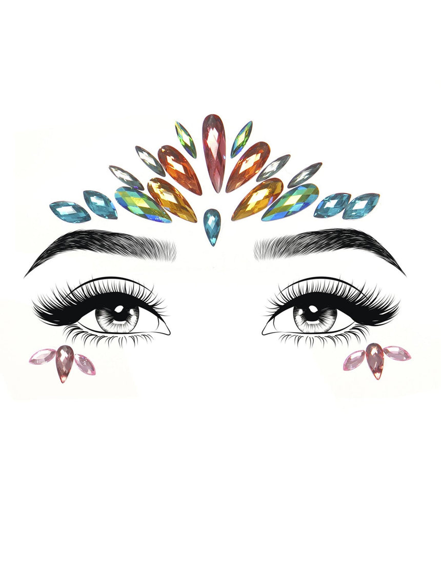 Bijoux pour visage adhésifs multicolores