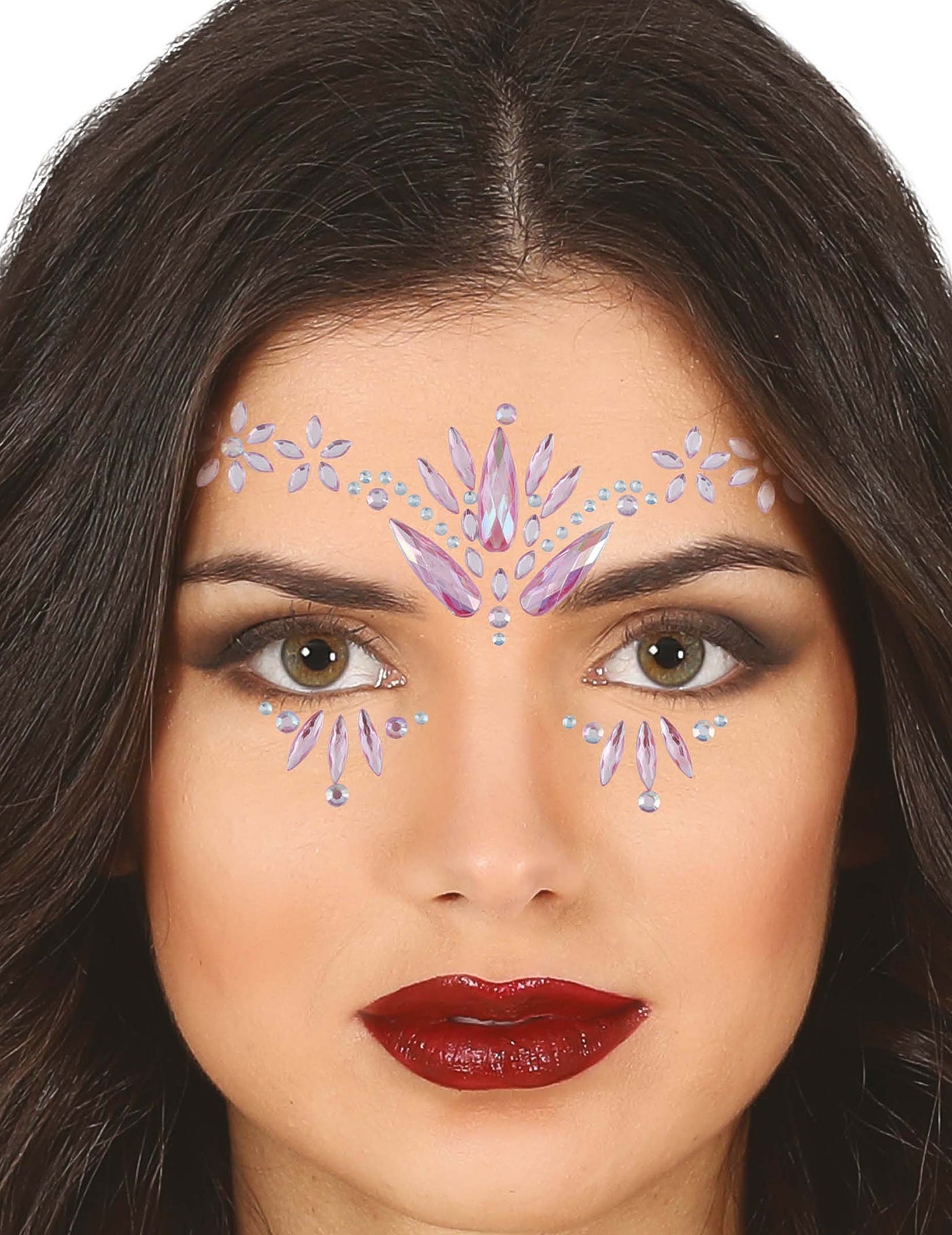 Bijoux pour visage adhésifs cristaux roses