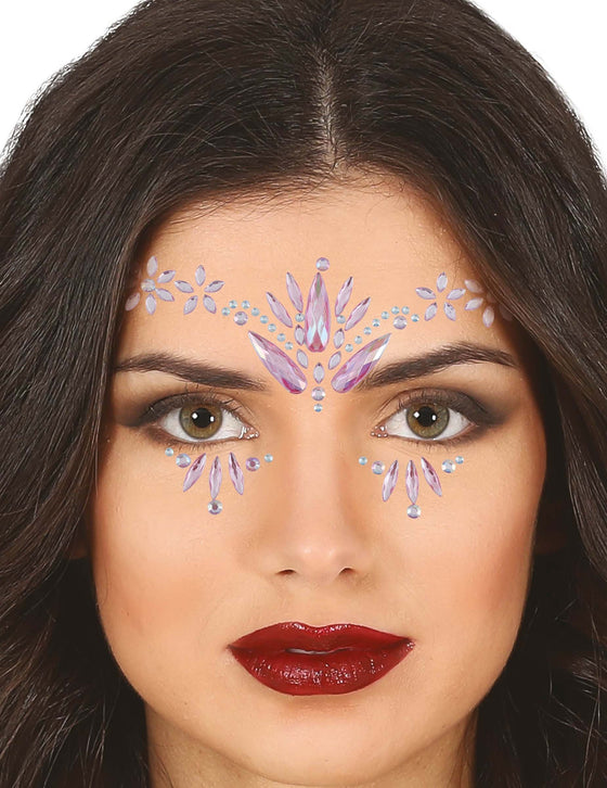 Bijoux pour visage adhésifs cristaux roses