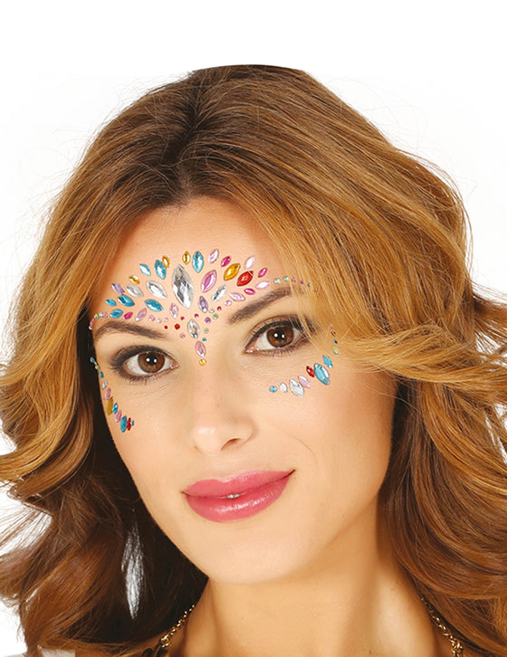 Bijoux pour visage adhésifs multicolores