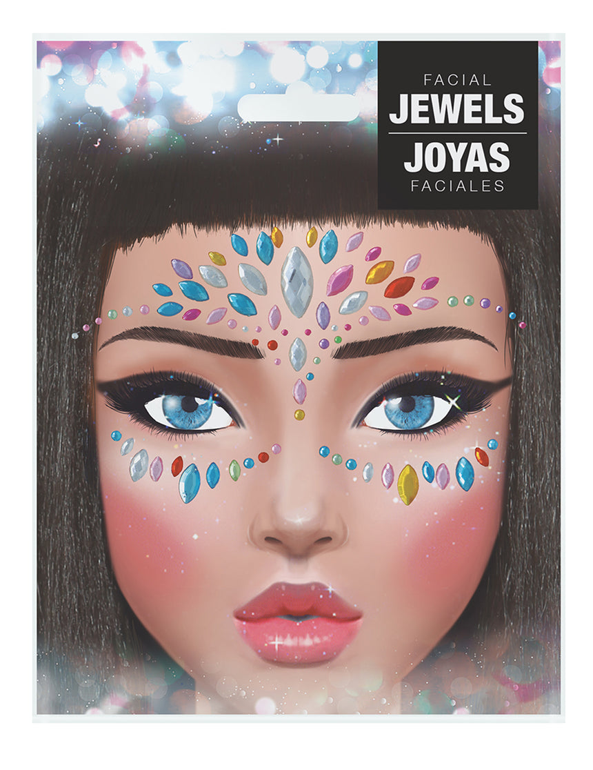 Bijoux pour visage adhésifs multicolores