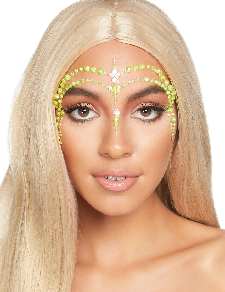 Bijoux pour visage adhésifs verts