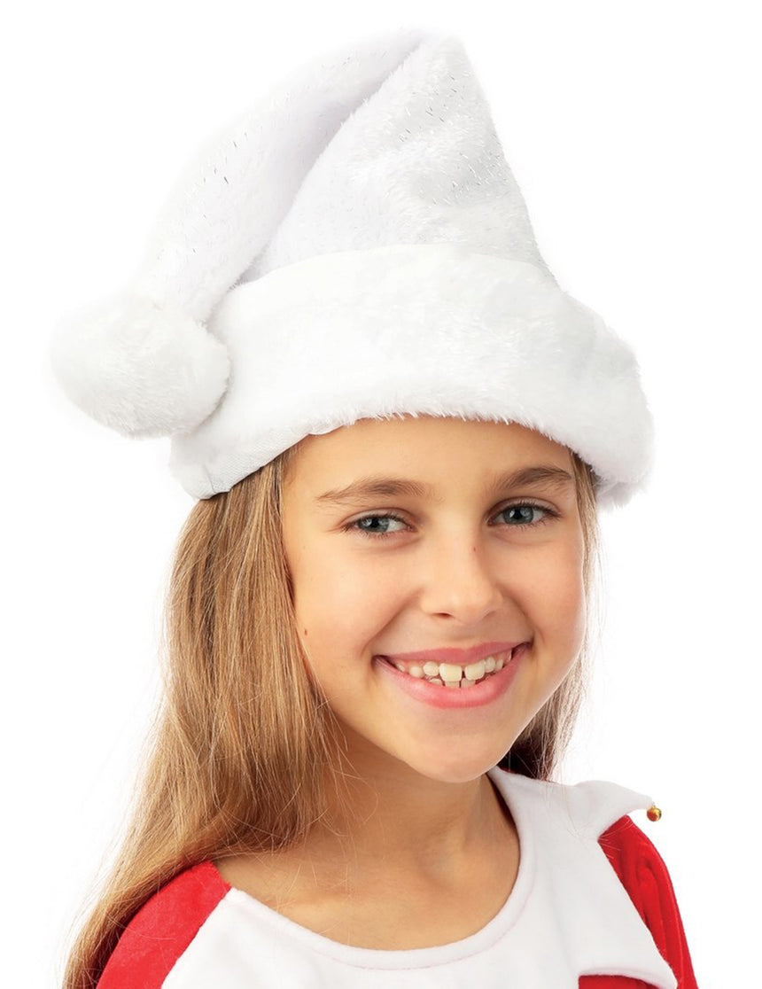 Bonnet de Père Noël blanc argent enfant