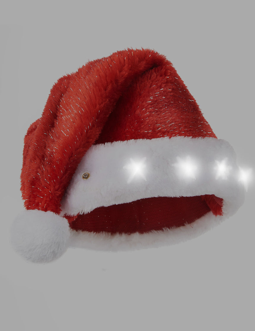 Bonnet de Père Noël rouge lumineux