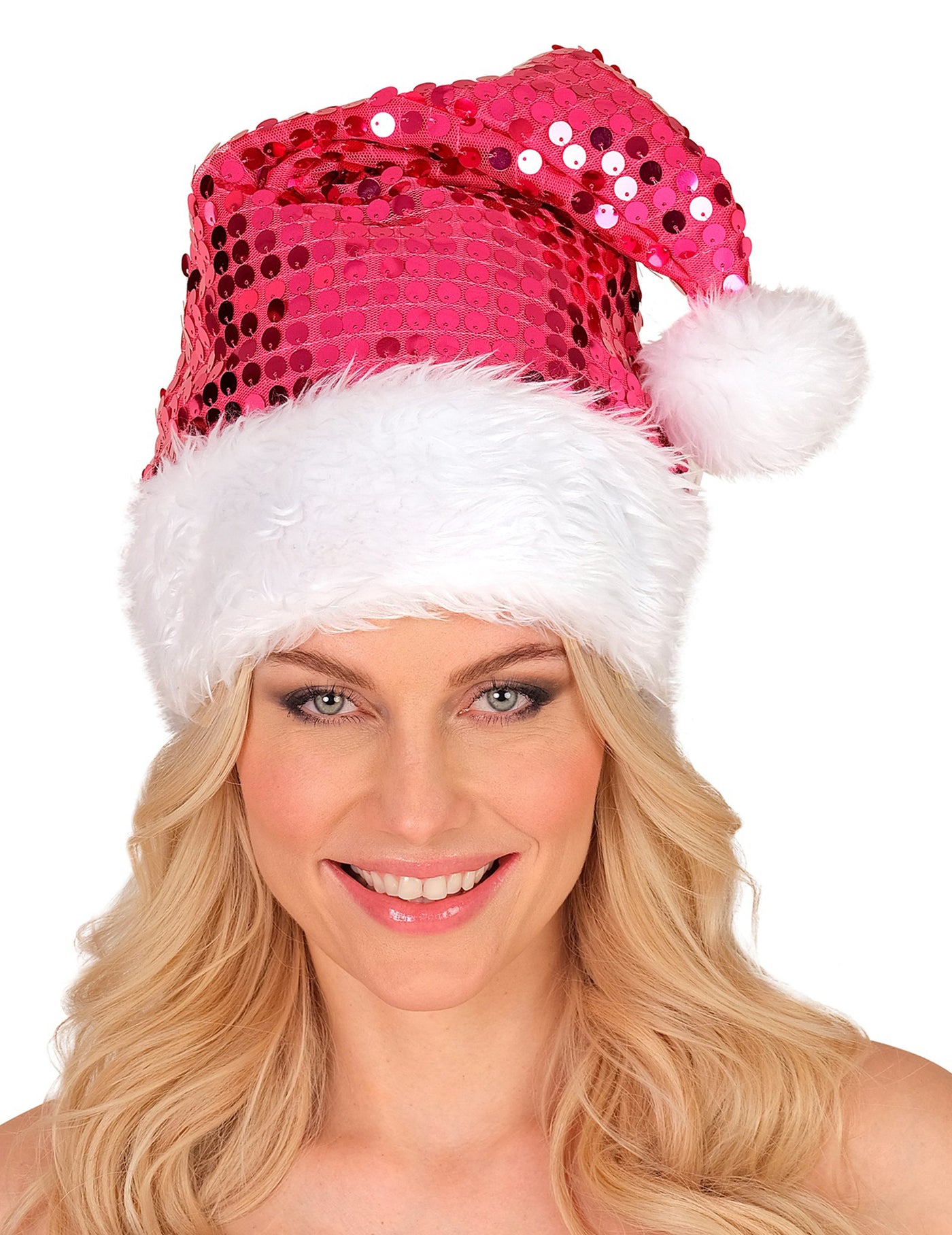 Bonnet rose à sequins adulte Noël