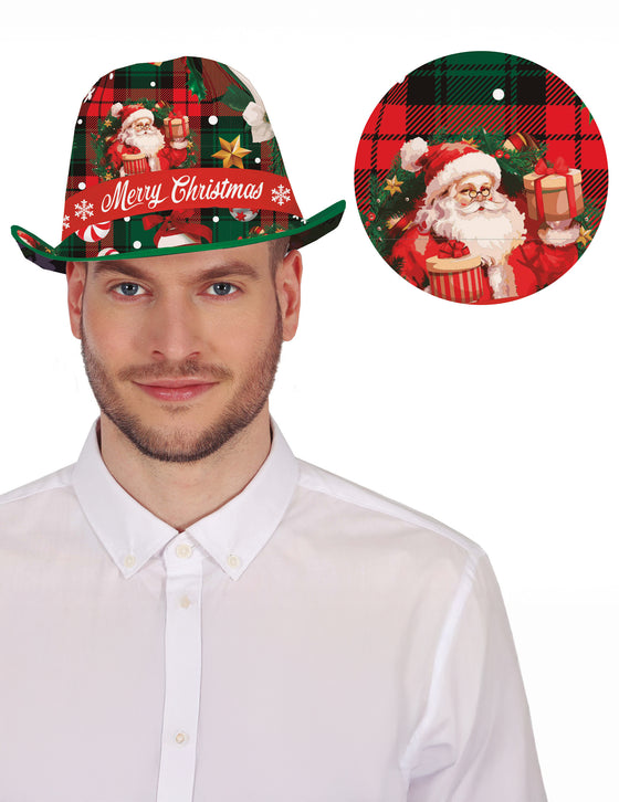 Borsalino tartan et motifs de Noël adulte