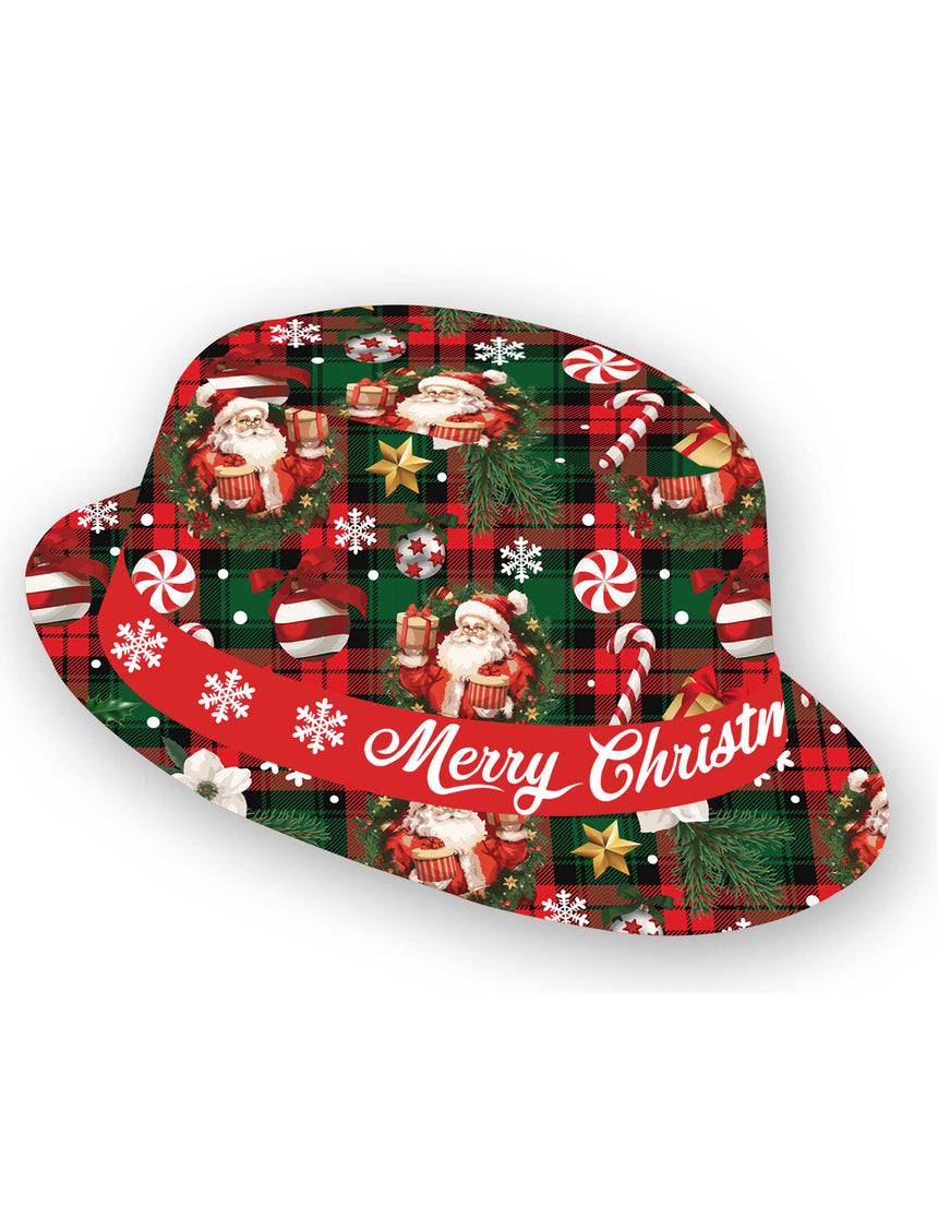 Borsalino tartan et motifs de Noël adulte
