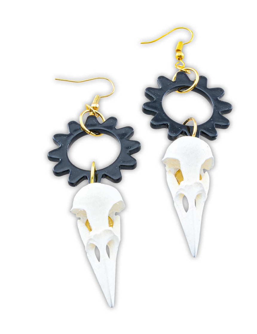 Boucles d'oreilles crâne de corbeau
