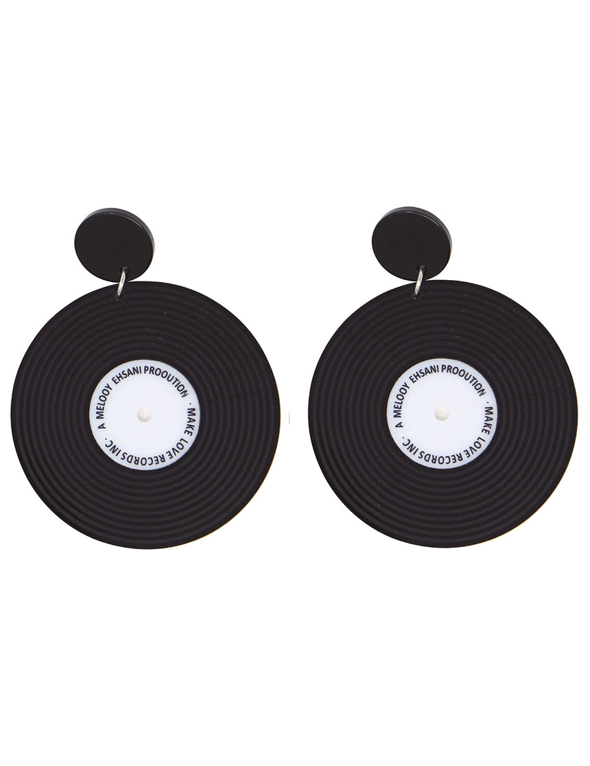Boucles d'oreilles disques vinyles rétro adulte