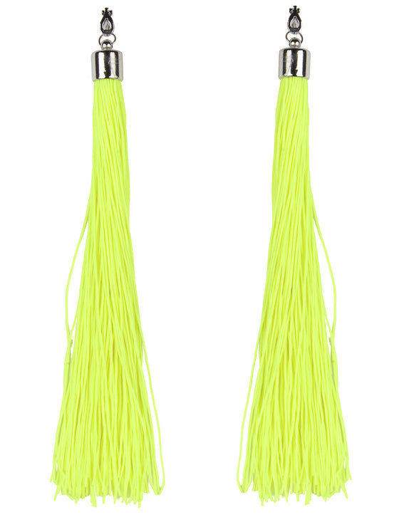 Boucles d'oreilles franges jaunes fluo adulte