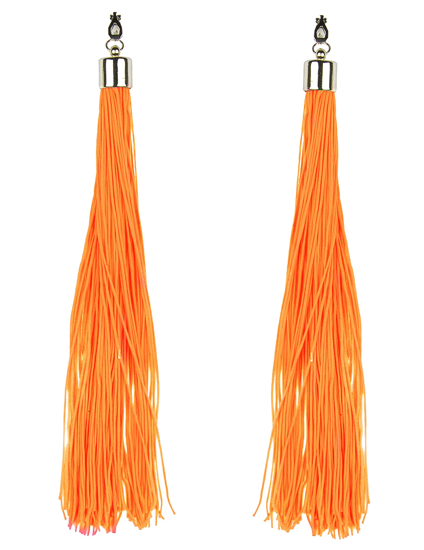 Boucles d'oreilles franges orange fluo adulte
