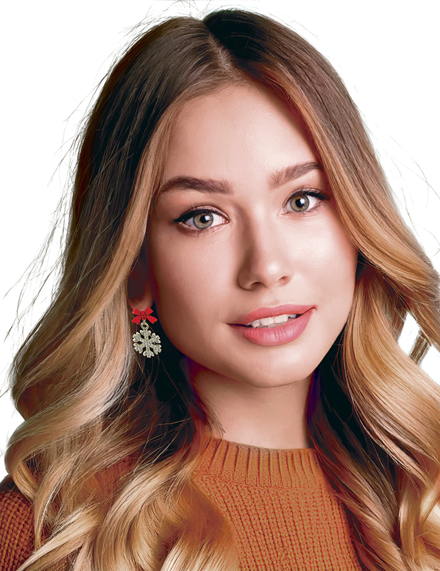 Boucles d'oreilles métalliques flocons de neige brillants