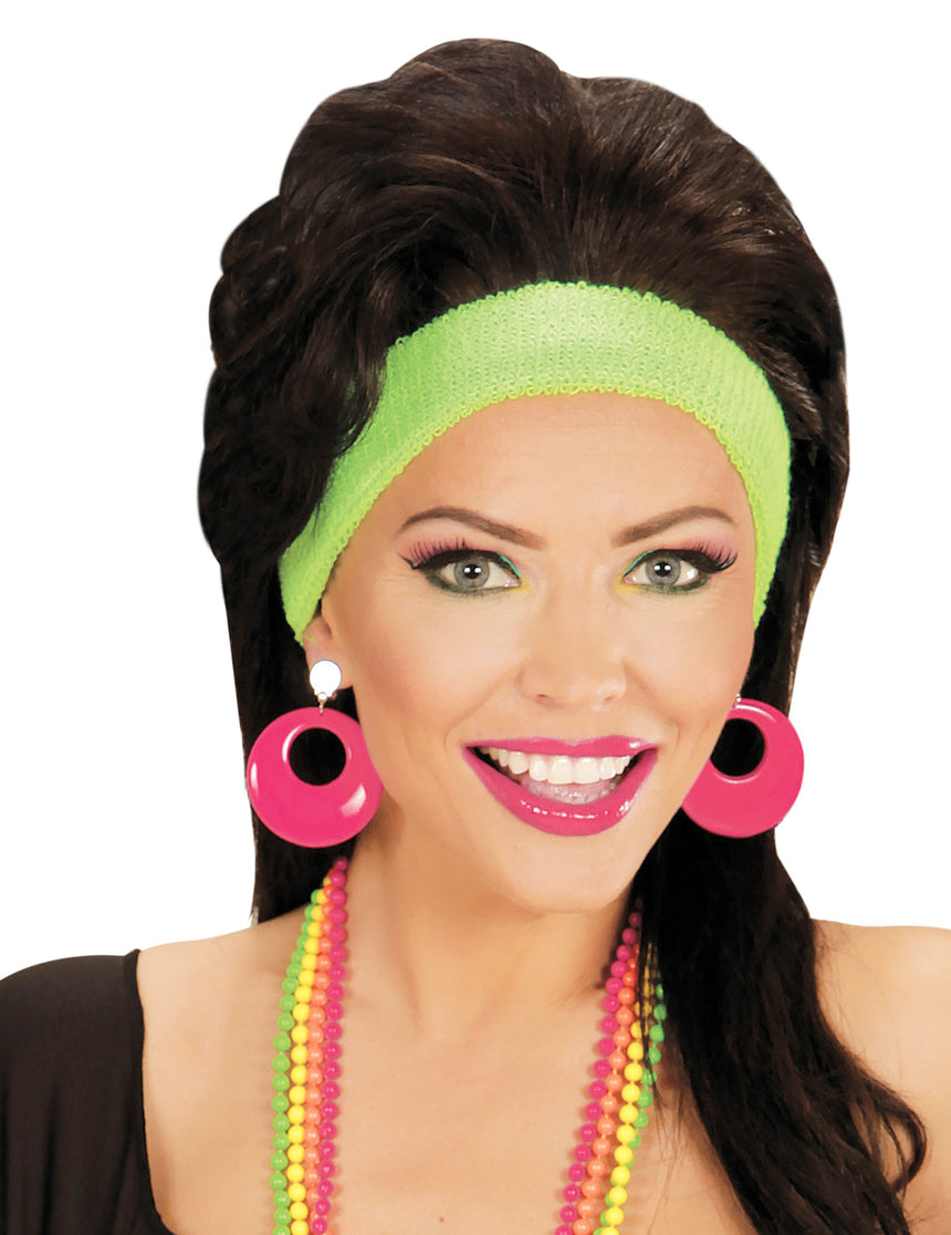 Boucles d'oreilles rose fluo adulte