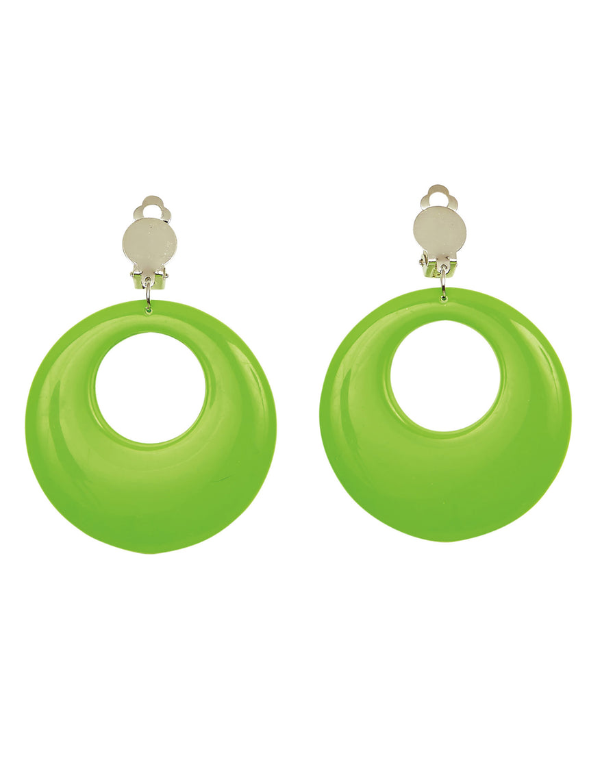 Boucles d'oreilles verte fluo adulte