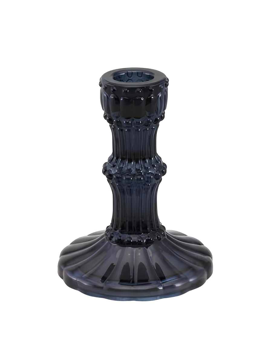 Bougeoir en verre noir 12 cm