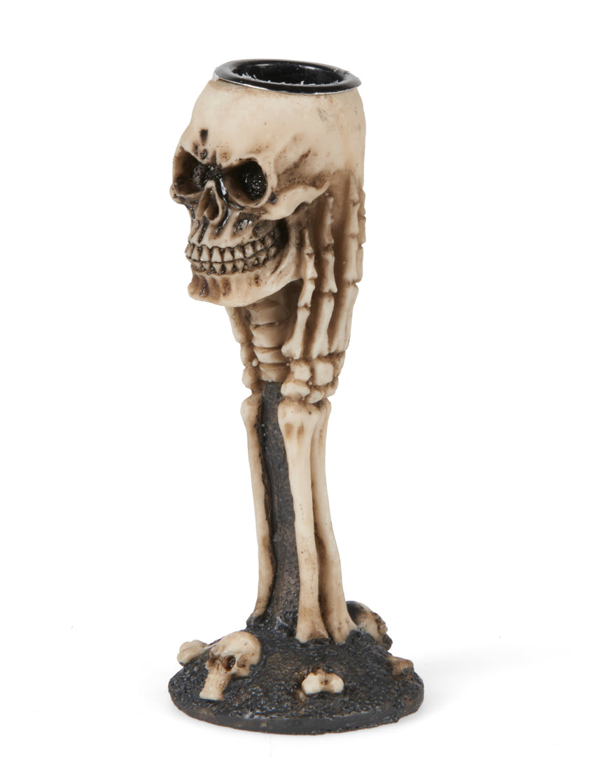 Bougeoir os et crânes 12,5 cm