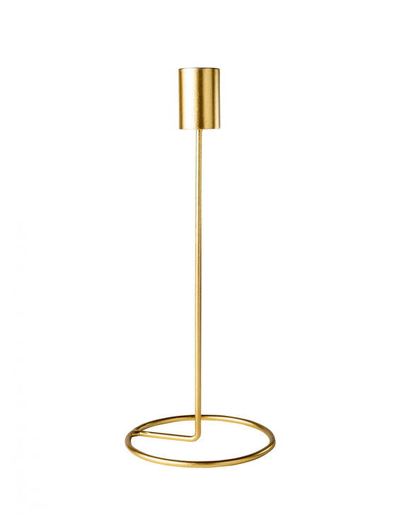 Bougeoir design sur pied métal doré 23 x 9,5 cm pour table
