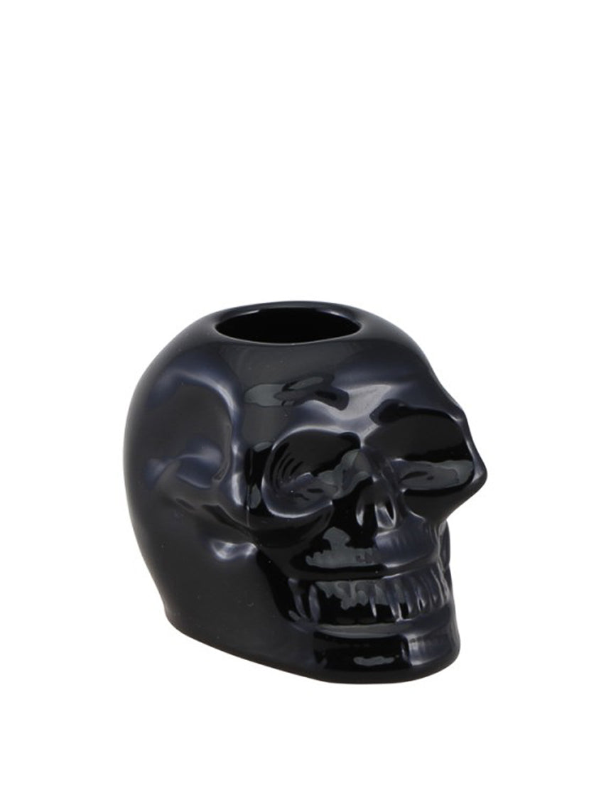 Bougeoir tête de mort noire 5 cm